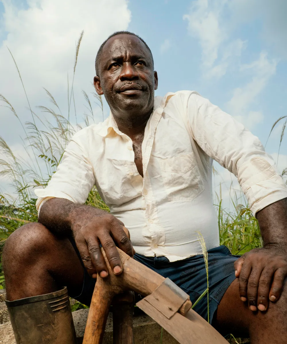 A farmer with a tablet