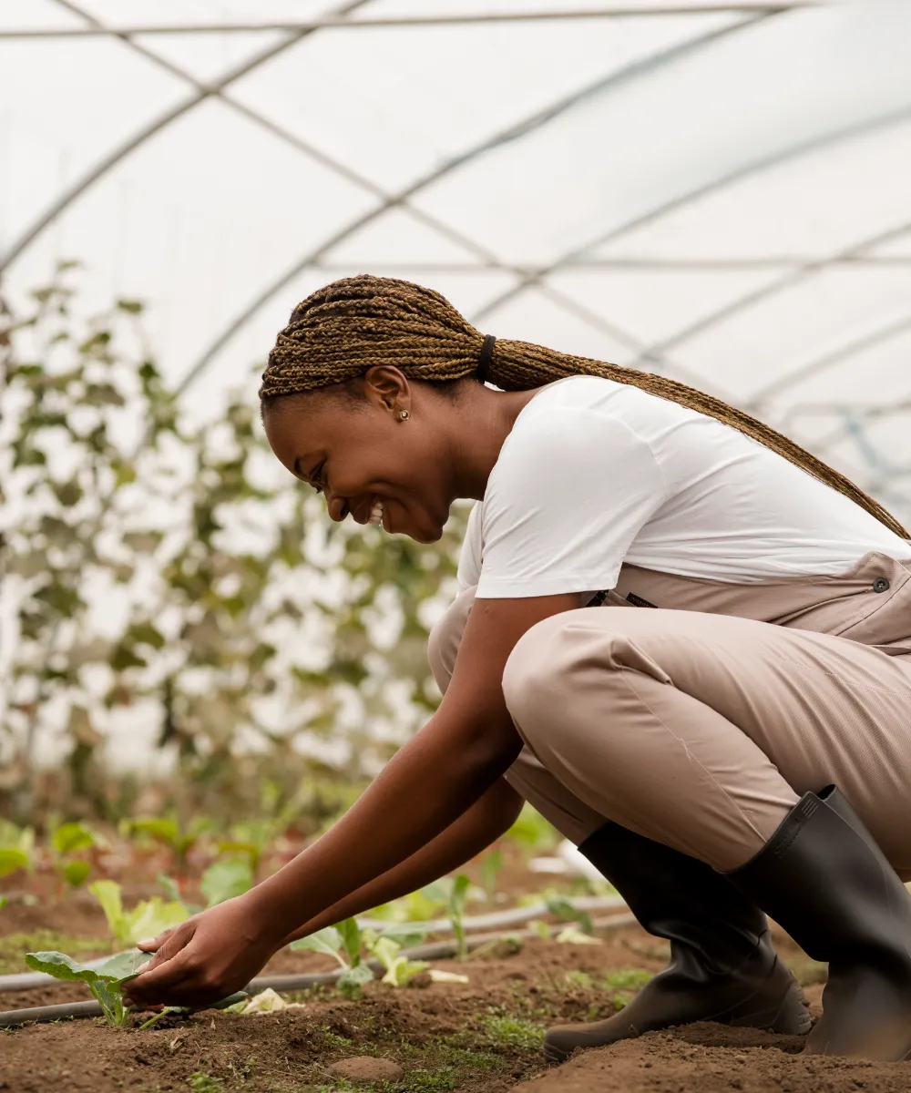A farmer with a tablet