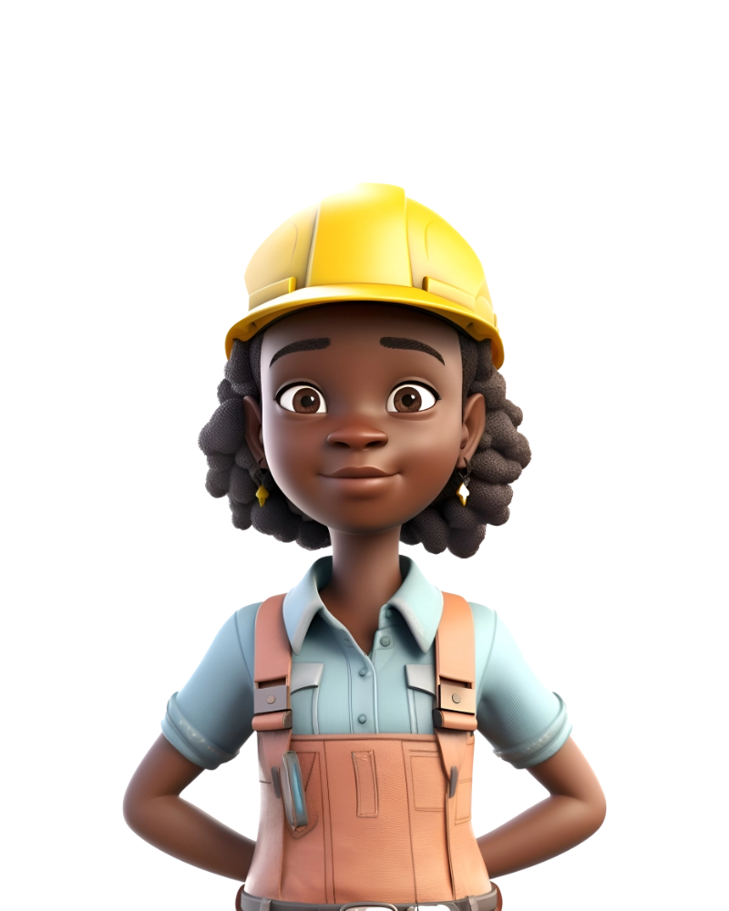 Illustration of lady in a construction helmet